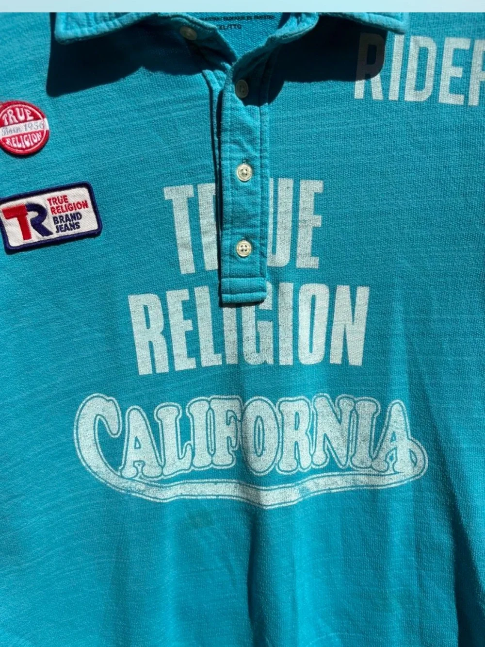 Vintage True Religion Men’s Turquoise Rider California Polo